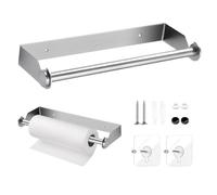 HMCEY Portarrollos Cocina Pared 28 CM,Soporte Papel Cocina Acero Inoxidable,Paper Towel Holder,Colgador Adhesivo Papel Baño Sin Taladro,Dispensador Papel Higienico Adhesivo,Soporte para Rollos