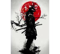HMDKHI Póster japonés Bushido imágenes, figuras ninjas samurai pintura, póster del monte Fuji, sin marco (JP-02, 1 unidad - 60 x 90 cm)