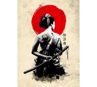HMDKHI Póster japonés Bushido, ninjas japoneses, figuras samurai de pintura, figuras japonesas y póster de Monte Fuji, sin marco (JP-08, 1 pieza-40 x 60 cm)