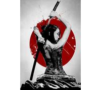HMDKHI Póster japonés Bushido, ninjas japoneses, figuras samurai de pintura, figuras japonesas y póster de Monte Fuji, sin marco (JP-07, 1 unidad, 60 x 90 cm)