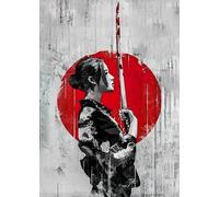 HMDKHI Póster japonés de Bushido, figuras de samurái y ninjas, monte Fuji, sin marco (60 x 90 cm, 1 unidad)