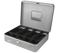 HMF 10019-09 Caja de caudales con compartimientos para monedas y billetes 30 x 24 x 9 cm, plata