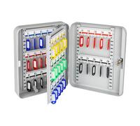 HMF 13040-07 - Caja de Llaves, Armario para Llaves | Barras de Ganchos Ajustables | 40 Ganchos | 30 x 24 x 7,5 cm | Gris Claro