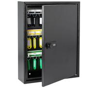 HMF 13642-02 Armario para llaves con código numérico, caja grande para llaves | 42 ganchos | 35 x 27 x 8 cm | negro