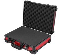 HMF 15502-03 Maletín de transporte con espuma de rejilla, maletín universal, 39 x 29 x 12 cm, color rojo