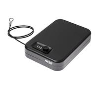 HMF 317-02 Caja de seguridad con cerradura de combinación, Caja portátil, cable de seguridad | 24 x 16,5 x 4,5 cm | Negro