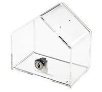 HMF 46911 Caja para colecta, caja de acrílico, alcancía en forma de casa, 13,8 cm