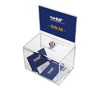 HMF 46912 Caja de donación de acrílico con inserto de hojas | 15,5 x 11 x 11 cm | Din A6 | Transparente