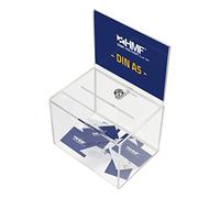 HMF 46913 Caja de donación de acrílico con inserto de hojas | 21,5 x 16 x 16 cm | DIN A5 | Transparente