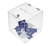 HMF 46917 Caja de donación de acrílico con cerradura | 25 x 25 x 25 cm | DIN A5 | Transparente