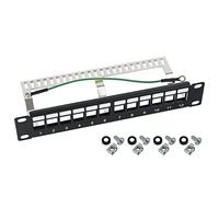 HMF 63346-02 STP Keystone - Panel de conexión para armario de servidor (10 pulgadas, 1 U, 12 puertos RJ45, apantallado), color negro