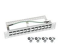 HMF 63346-07 STP Keystone - Panel de conexión para armario de servidor (10 pulgadas, 1 U, 12 puertos RJ45, apantallado, color gris claro)