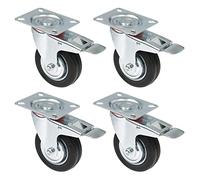 HMF 6790 Ruedas de alta resistencia con freno de goma maciza, 4 unidades, 100 mm, hasta 280 kg, color negro
