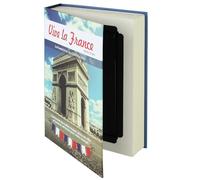 HMF 80925 caja fuerte en forma de libro, caja de caudales camuflada, páginas de papel auténticas, "Vive la France", 23 × 15 × 4 cm, rotulación en francés
