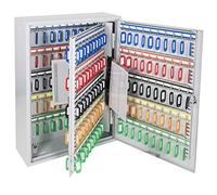 HMF Armario para Llaves Grande de Acero, Caja Llaves Pared con Cerradura para Oficina, administración o Flota de vehículos | 200 Ganchos para Llaves | 55 x 38 x 14 cm | Gris Claro