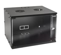 HMF - Bahía de conexión de 19 pulgadas, armario de red 7U con puerta de cristal, profundidad 400 mm, caja de pared para servidor, red e informática | Negro