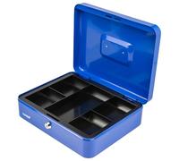 HMF Caja de dinero con cerradura, caja con inserto para monedas, 5 compartimentos para monedas | 30 x 24 x 9 cm | Azul