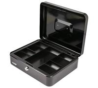 HMF Caja de dinero con cerradura, caja con inserto para monedas, 5 compartimentos para monedas | 30 x 24 x 9 cm | Negro