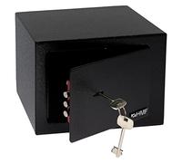 HMF Caja fuerte con llave, caja fuerte para muebles, safe compacto y resistente para hogar, oficina o hotel | 23 x 17 x 17 cm | Negro