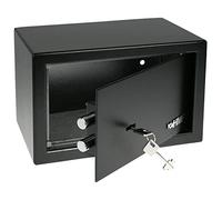 HMF Caja fuerte con llave, caja fuerte para muebles, safe compacto y resistente para hogar u oficina | 31 x 20 x 20 cm | Negro