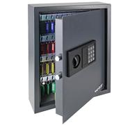 HMF Caja fuerte para llaves con cerradura electrónica, armario para llaves de pared | oficina y hogar | 71 ganchos | 46 x 36 x 12 cm | Antracita