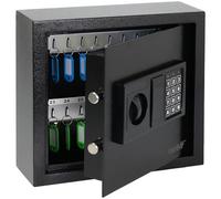 HMF Caja Fuerte para Llaves con Código Electrónico, Armario Guardallaves con Cerradura Digital | 30 Ganchos | 30 x 28 x 10 cm | Negro