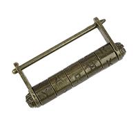 HMF Candado antiguo chino con números y letras | 8 x 3,5 x 1,5 cm | Oro