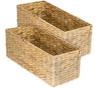 HMF Cesta de almacenamiento compatible con KALLAX para medio compartimento, cesta trenzada de jacinto de agua para baño, cocina y salón | Juego de 2 | 38 x 15 x 14 cm | Natural