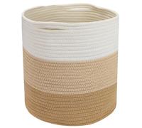 HMF Cesta de almacenamiento con asas ocultas, cesta redonda para Kallax | 31 x 31 cm | blanco/marrón