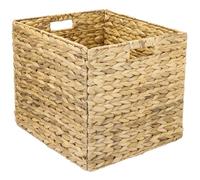 HMF Cesta de almacenamiento para archivadores colgantes DIN A4 compatible con estantería KALLAX, cesta trenzada de jacinto de agua con asas | 33 x 38 x 32 cm | Natural