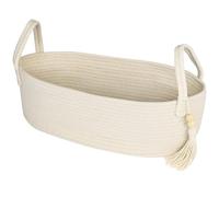 HMF Cesta de almacenamiento para baño, cesta para papel higiénico de algodón, 38,5 x 15,5 x 14 cm, color crema