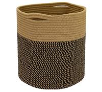 HMF Cesta de almacenamiento redonda con asas ocultas, apta para Kallax, 31 x 31 cm, color negro y miel