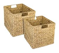 HMF Cesta de almacenamiento trenzada de jacinto de agua de algas marinas, juego de 2, apto para Kallax, 32 x 34,5 x 32 cm
