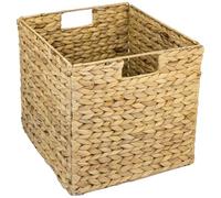 HMF Cesta de almacenamiento trenzada de jacinto de agua y hierba marina, apto para Kallax, 32 x 34,5 x 32 cm