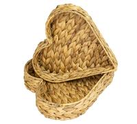 HMF Cesta de regalo vacía, cesta de almacenamiento trenzada de jacinto de agua, juego de 2, en forma de corazón, 29/26 cm de ancho
