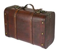 HMF Cofre del tesoro de madera, Baúl grande con cierres de presión, Maleta vintage decorativa para cumpleaños infantil, boda o aniversario | 45 x 30,5 x 20 cm | Perú