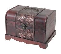 HMF Cofre del tesoro de madera, Baúl pequeño con cierre metálico vintage para cumpleaños infantil, boda o aniversario | 30 x 23 x 21 cm | Japón