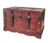 HMF Cofre del tesoro de madera, Cofre grande con cerradura decorativa para cumpleaños infantil | 60 x 35 x 38 cm | Francia