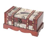 HMF Cofre del tesoro de madera, Cofre pequeño para cumpleaños infantil | 23 x 13 x 11 cm | América