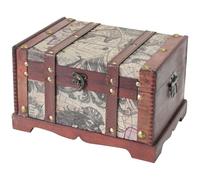 HMF Cofre del tesoro de madera, Cofre pequeño para cumpleaños infantil | 29 x 20 x 17 cm | América