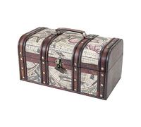 HMF Cofre del Tesoro de Madera Grande, Baúl Pirata con Cerradura Decorativa para Fiesta Infantil y Cumpleaños | 38 x 20 x 19 cm | Cuba