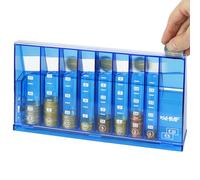 HMF Contador de Monedas con clasificación automática para Guardar Monedas, clasificador de Monedas Transparente con Escala de Valor como Hucha para niños | 24 x 12 x 5 cm | Azul