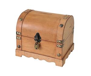 HMF Hucha de Madera, pequeño Cofre del Tesoro con Cerradura Decorativa de Estilo Vintage | 23,5 x 18 x 20 cm | Namibia