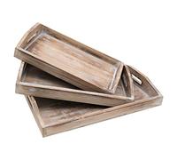 HMF - Juego de 3 bandejas Decorativas de Madera con diseño Vintage, Varios tamaños, Shabby Chic