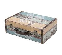 HMF Maleta decorativa vintage de madera con tapa y asa de cuero, caja de almacenamiento elegante e idea de regalo para boda o cumpleaños | Bicicleta | 38 x 26 x 13 cm