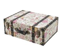 HMF Maleta decorativa vintage de madera con tapa y asa de cuero, caja de almacenamiento elegante e idea de regalo para boda o cumpleaños | Barroco | 44 x 32 x 16 cm