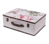 HMF Maleta decorativa vintage de madera con tapa y asa de cuero, caja de almacenamiento estilo retro, idea de regalo para boda o cumpleaños | Rosa | 44 x 32 x 16 cm
