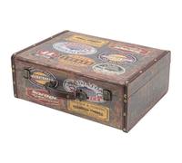 HMF Maletas decorativas vintage de madera con tapa y asa de cuero, cajas de almacenamiento elegantes e idea de regalo para boda o cumpleaños | Garaje | Set de 2, 38 + 44 cm