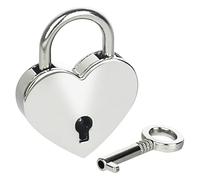 HMF Mini candado decorativo con llave en forma de corazón | 5,9 x 5 x 0,8 cm | Plata