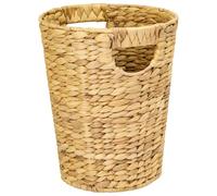 HMF Papelera de escritorio decorativa para oficina y hogar, cesta de almacenamiento trenzada de jacinto de agua con 2 asas | redondo | 25 cm de diámetro, 30 cm de altura